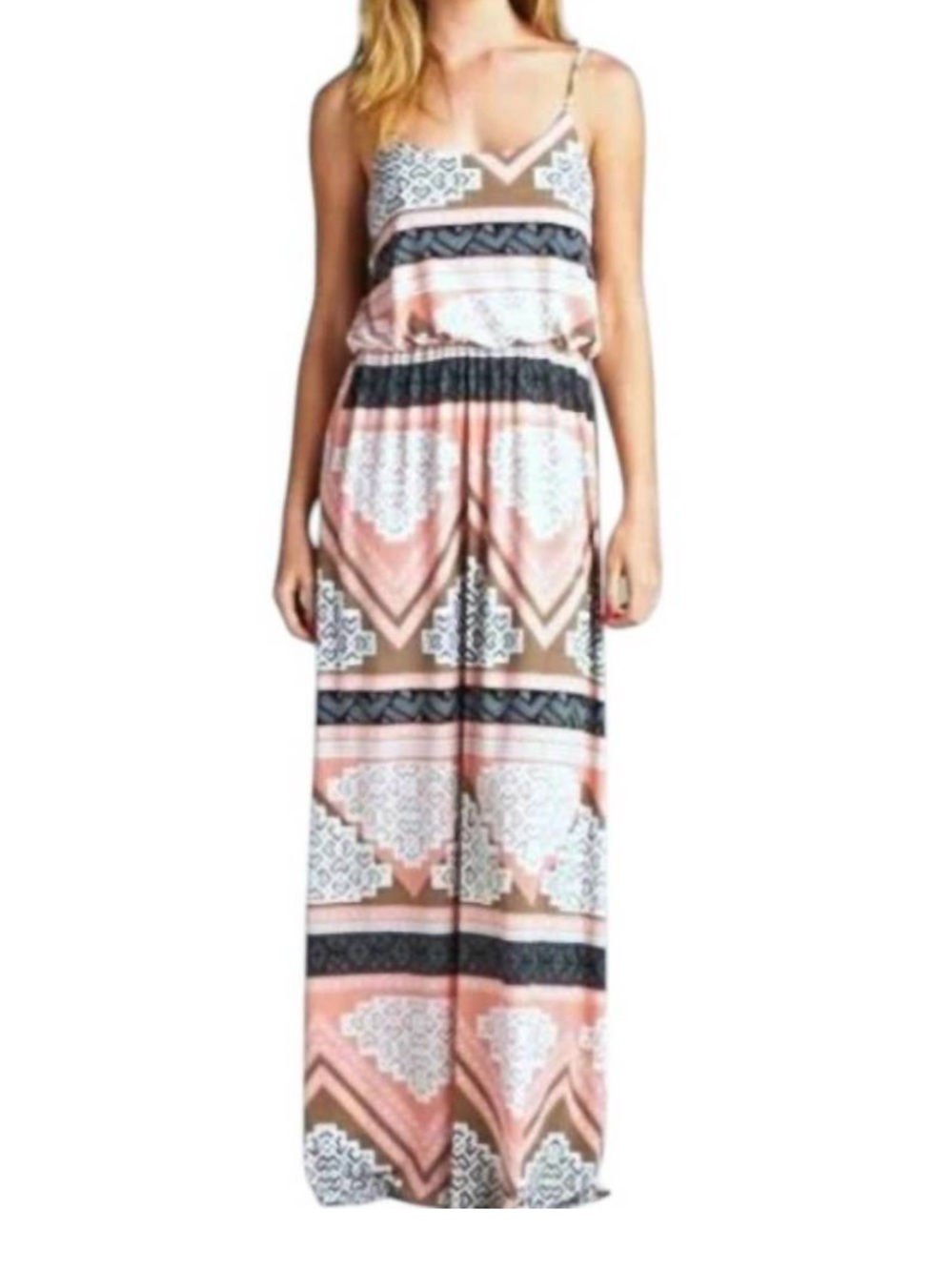 Vanilla Bay Sleeveless Pink Patterned Maxi Dress